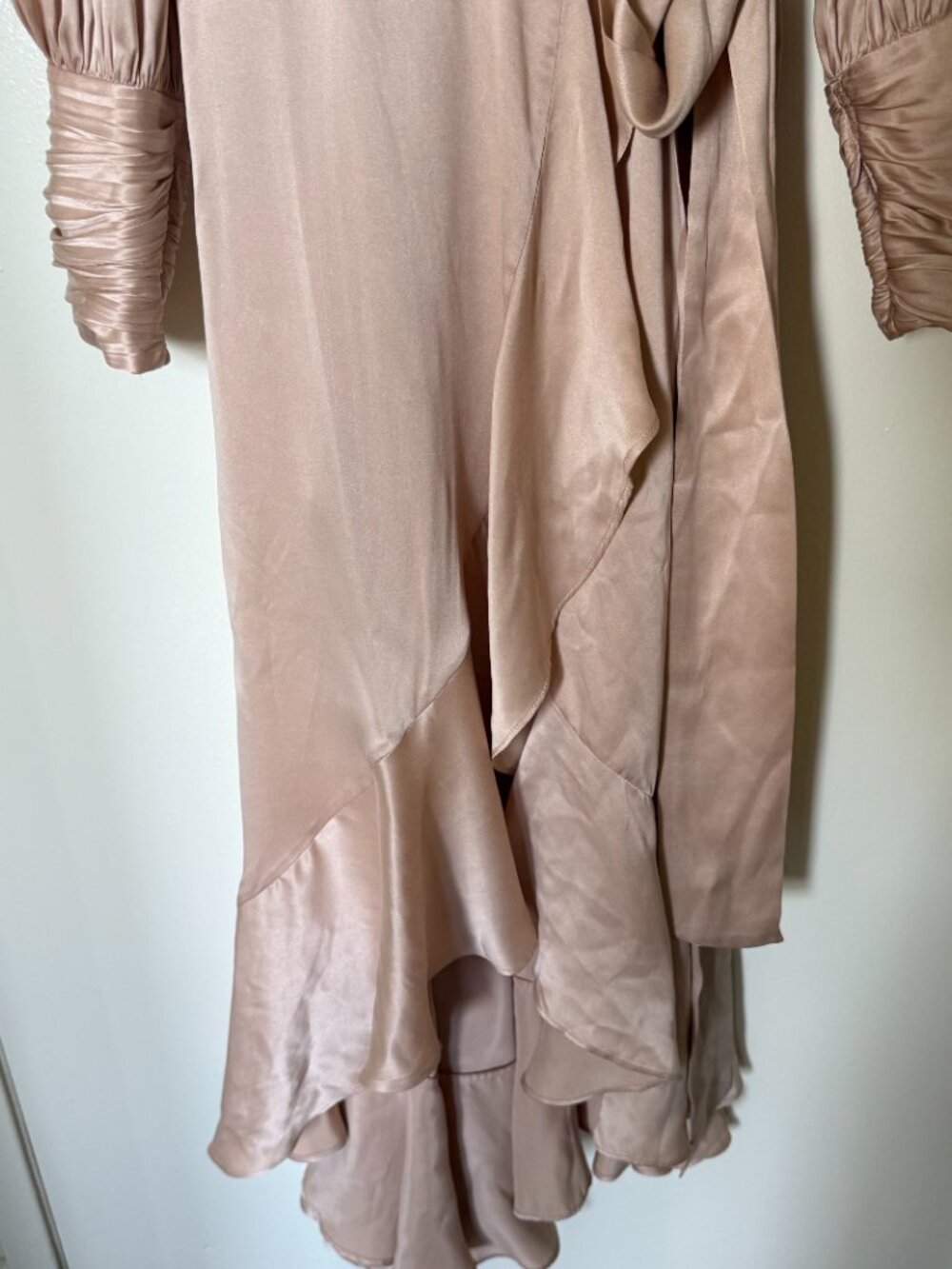 Zimmermann Blush Pink Ruffled Silk Satin Wrap Midi Dress 1 / S - Picture 4 of 12